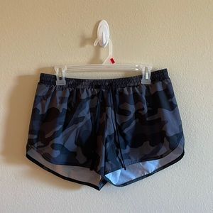 Medium, old navy, camo pattern running shorts.